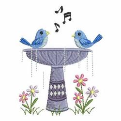 Bird Bath - 4x4 bird detailed machine embroidery design perfect for kitchen tea towels