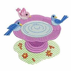 bird detailed machine embroidery - Bird Bath perfect for decorative wall hangings