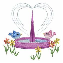 Bird Bath - 4x4 bird detailed machine embroidery design for patchwork quilt blocks