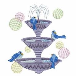 bird detailed machine digital embroidery - Bird Bath perfect for patchwork quilt blocks