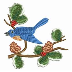 Bird In Tree - 4x4 bird detailed machine embroidery design for decorative pillow covers