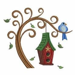 Birdhouse - 4x4 bird beginner-friendly machine embroidery design for reusable tote bags