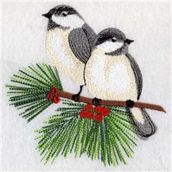 bird detailed machine embroidery - Black Capped Chickadee for decorative pillow covers