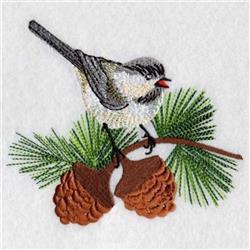Black Capped Chickadee - 4x4 bird detailed embroidery design for patchwork quilt blocks