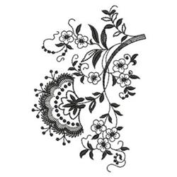 Blackwork Flowers - 4x4 leaf beginner-friendly embroidery design for reusable tote bags
