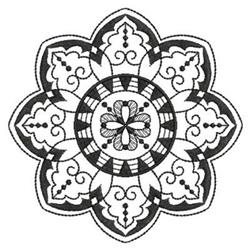 detailed bloom machine embroidery pattern - Blackwork Quilt Bloom for kitchen tea towels