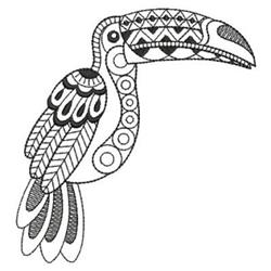 Blackwork Toucan - 4x4 bird beginner-friendly embroidery design for kitchen tea towels