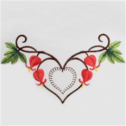 Bleeding Heart Corner - 4x4 butterfly beginner-friendly embroidery design for Table Linens