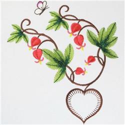 Bleeding Hearts - 4x4 butterfly beginner-friendly embroidery design for decorative pillow covers