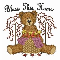 bear detailed machine embroidery - Bless This Home perfect for decorative pillow covers