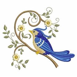Blooming Hello Bird - 4x4 bird beginner-friendly embroidery design for kitchen tea towels