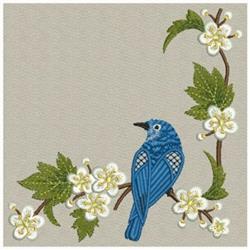 bird detailed machine embroidery - Blue Bird Corner perfect for kitchen tea towels