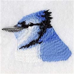 detailed autumn bird machine embroidery pattern - Blue Jay Head for decorative pillow covers