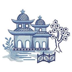 detailed easter willow machine embroidery pattern - Blue Willow for decorative pillow covers