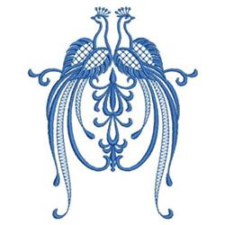 Bluework Bird Couple - 4x4 bird redwork embroidery design for decorative wall hangings