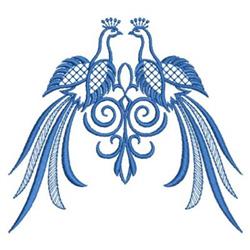 beginner-friendly bird redwork machine embroidery pattern - Bluework Bird Couple for patchwork quilt blocks