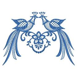 beginner-friendly bird redwork machine embroidery pattern - Bluework Birds for kitchen tea towels