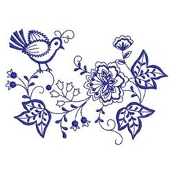 bird beginner-friendly machine embroidery - Bluework Floral for patchwork quilt blocks
