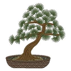 Bonsai Pine Tree - 4x4 tree detailed embroidery design for decorative pillow covers