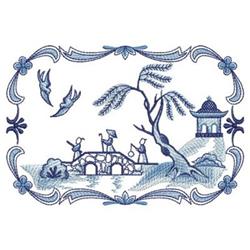 scene detailed machine embroidery - Bridge Scene perfect for Tranquil Settings