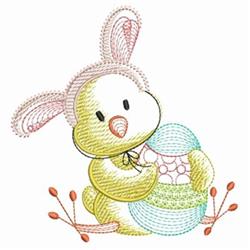 beginner-friendly easter bunny rabbit machine embroidery pattern - Bunny Chick for decorative pillow covers