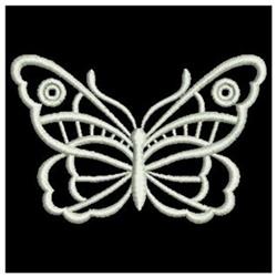 Elegant butterfly with intricate linework and symmetrical wings in white on black, perfect for decorative textiles.