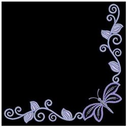 Elegant butterfly with intricate wings, surrounded by swirling vines and soft leaves, on a striking black background.