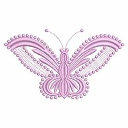 Elegant butterfly with pink curved wings and intricate beading, perfect for decorative embroidery.