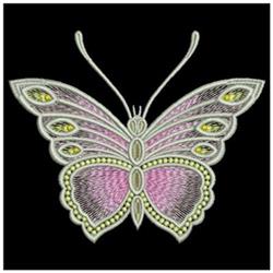 Vibrant butterfly with pink wings and yellow accents, detailed patterns on a black background.