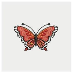 Colorful butterfly with vibrant orange wings and intricate black outlines, featuring a shimmering effect.