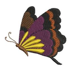 Colorful butterfly with vibrant purple wings, yellow accents, and black outlines, perfect for embroidery.