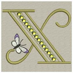 butterfly quick stitch machine embroidery - Butterfly Monogram X for kitchen tea towels