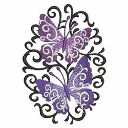 Butterfly Scroll Oval - 4x4 butterfly detailed embroidery design for patchwork quilt blocks