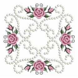 detailed rose machine embroidery pattern - Candlewick Block for Cushion Covers