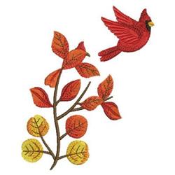 detailed bird machine embroidery pattern - Cardinal for decorative pillow covers