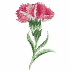 Realistic pink carnation flower with vibrant petals and green leaves, perfect for springtime home decor.