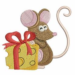 Cheese Gift Mouse - 4x4 mouse detailed embroidery design for Birthday Banners