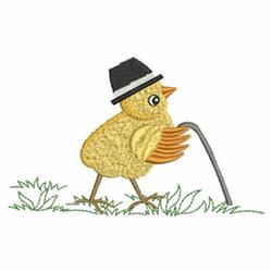 bird beginner-friendly machine embroidery - Chick with Cane for patchwork quilt blocks