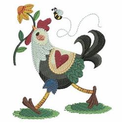 Chicken & Bee - 4x4 bird detailed embroidery design for Childrens Clothing