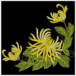 detailed autumn leaf machine embroidery pattern - Chrysanthemums for kitchen tea towels
