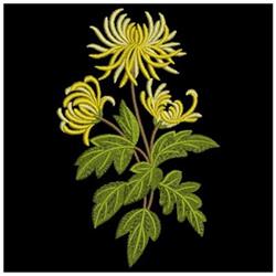 leaf detailed machine embroidery - Chrysanthemums perfect for decorative pillow covers