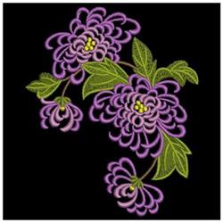 leaf detailed machine embroidery - Chrysanthemums perfect for patchwork quilt blocks