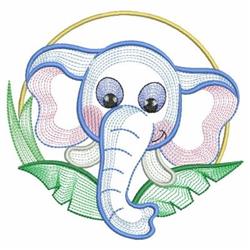 Circle Elephant - 4x4 leaf beginner-friendly embroidery design for patchwork quilt blocks