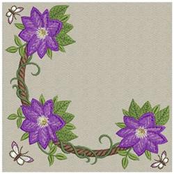 Clematis Corner - 4x4 butterfly detailed embroidery design for festive table runners
