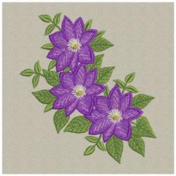 clemati detailed machine digital embroidery - Clematis perfect for kitchen tea towels