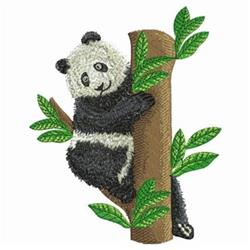 detailed bear machine embroidery pattern - Climbing Panda for decorative pillow covers