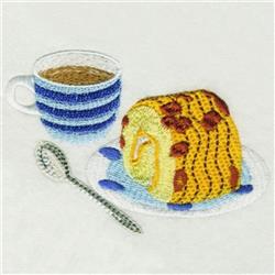 Coffee Cake - 4x4 cake detailed machine embroidery design for kitchen tea towels
