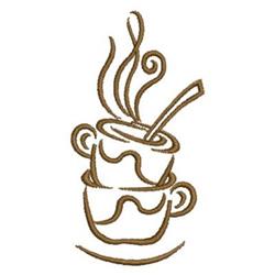Coffee Cups - 4x4 cup beginner-friendly embroidery design for decorative tea towels
