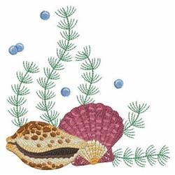 detailed clam machine embroidery pattern - Conch & Clam perfect for kitchen tea towels