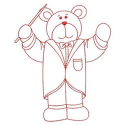 bear redwork machine embroidery - Conductor Bear perfect for patchwork quilt blocks